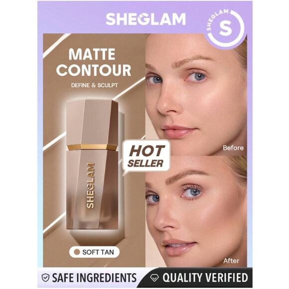SHEGLAM Sun Sculpt Liquid Contour – Soft Tan | Hot Seller | Cream-to-Matte - Picture 1 of 15